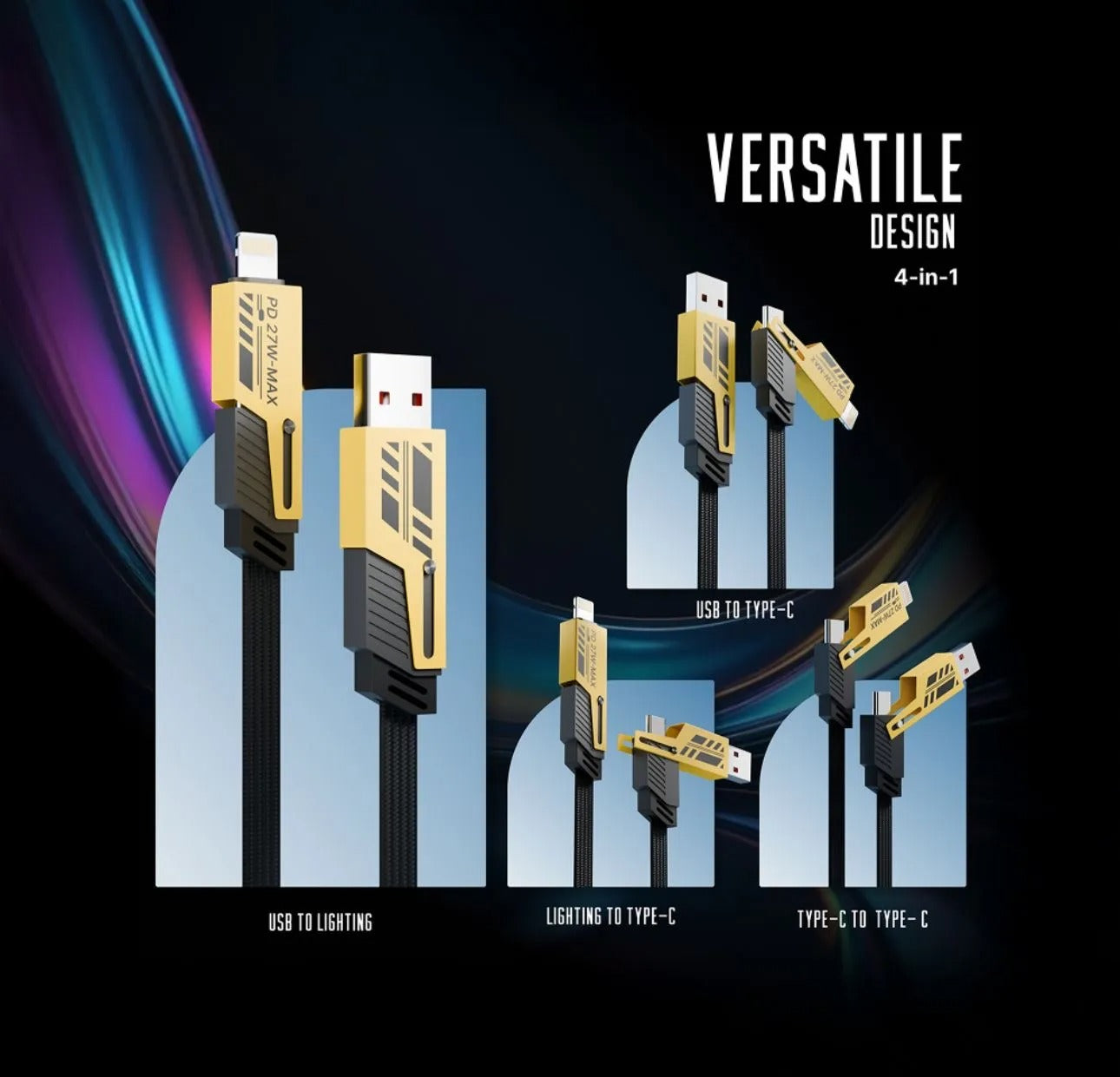 4 in 1 multi fast charger cable