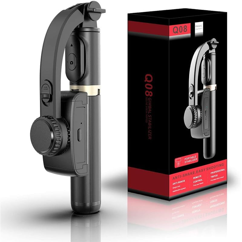 Wifton Q08 1-axis Gimbal Stabilizer 3-in-1 Extendable Seflie Stick Tripod-IVXI Single Gimbal for Mobile, Camera (450)