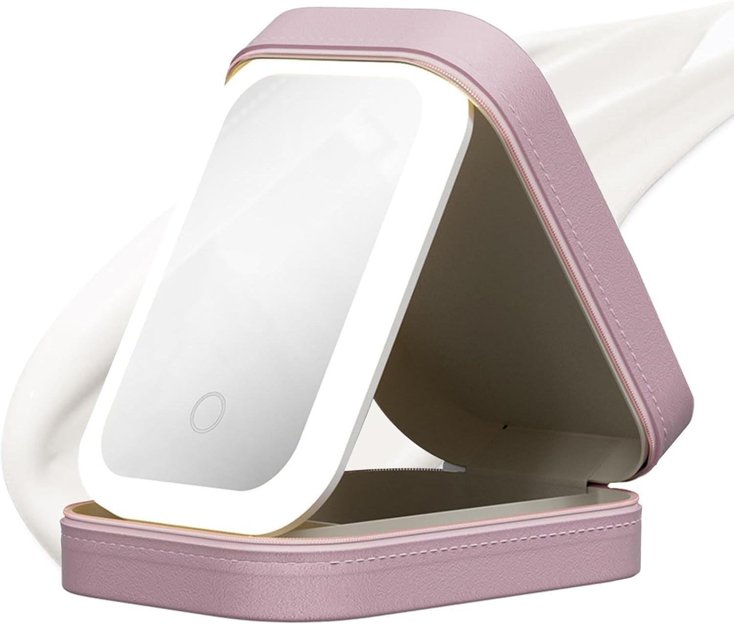 Travel Makeup Case with Lighted Mirror, Partitionable Cosmetic Bag, Professional Cosmetic Artist Organizer, Waterproof Portable, Travel Toiletry Bag for Women, Makeup Bag Case, Pink, Stylish