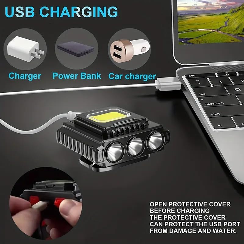 TechPride HL-3 Rechargeable LED Headlamp | Wide Beam Head Torch with 5 Light Modes, Waterproof & Lightweight | Camping, Hiking, Cycling, Fishing, Repair Work, Outdoor & Indoor Use