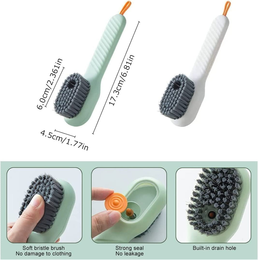 Automatic Liquid Shoe Cleaning Brush with Built-in Soap Dispenser | 2-in-1 Shoe Scrubber & Clothes Washing Brush | Refillable Liquid Box, Long Handle, Press-Type Soap Dispensing Cleaner