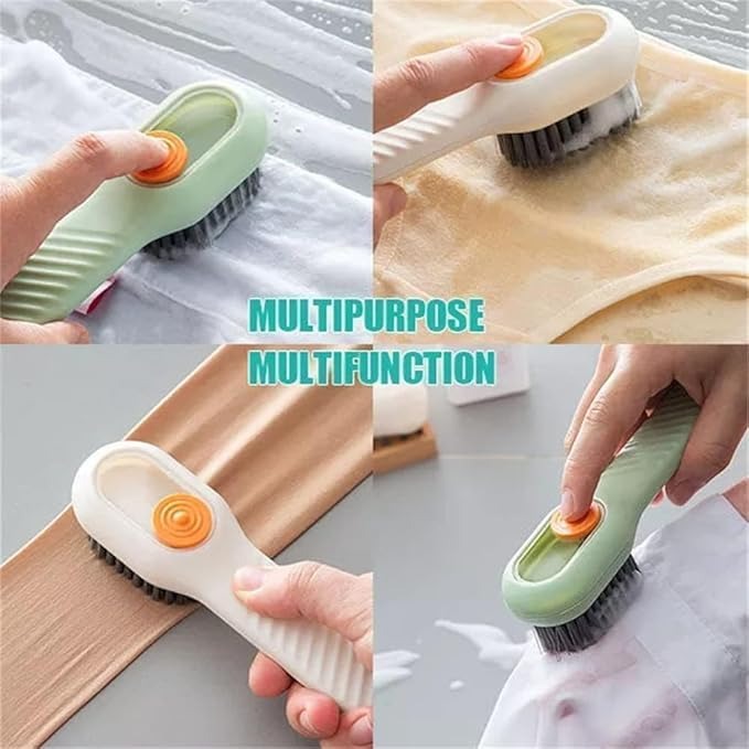 Automatic Liquid Shoe Cleaning Brush with Built-in Soap Dispenser | 2-in-1 Shoe Scrubber & Clothes Washing Brush | Refillable Liquid Box, Long Handle, Press-Type Soap Dispensing Cleaner