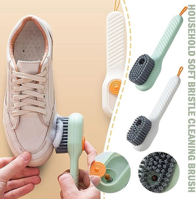 Automatic Liquid Shoe Cleaning Brush with Built-in Soap Dispenser | 2-in-1 Shoe Scrubber & Clothes Washing Brush | Refillable Liquid Box, Long Handle, Press-Type Soap Dispensing Cleaner