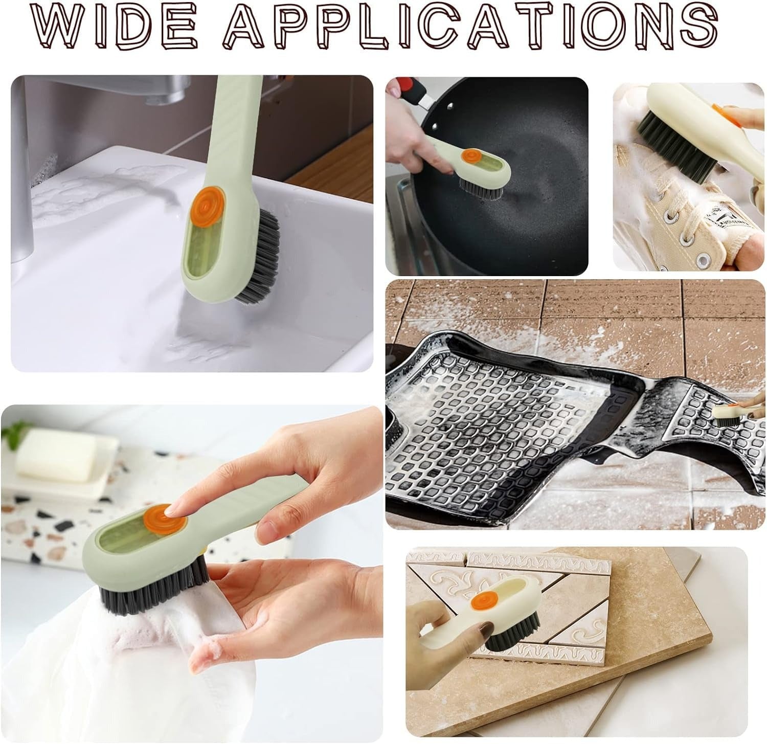 Automatic Liquid Shoe Cleaning Brush with Built-in Soap Dispenser | 2-in-1 Shoe Scrubber & Clothes Washing Brush | Refillable Liquid Box, Long Handle, Press-Type Soap Dispensing Cleaner