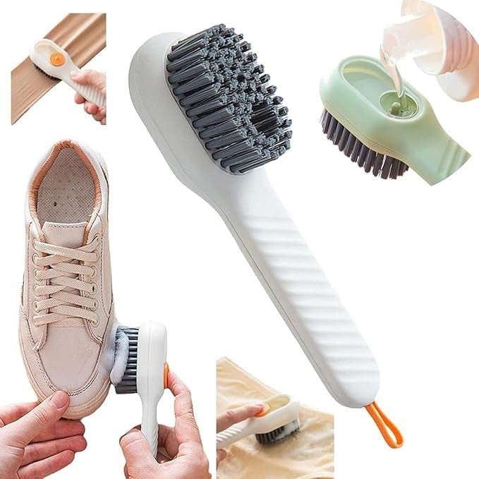Automatic Liquid Shoe Cleaning Brush with Built-in Soap Dispenser | 2-in-1 Shoe Scrubber & Clothes Washing Brush | Refillable Liquid Box, Long Handle, Press-Type Soap Dispensing Cleaner