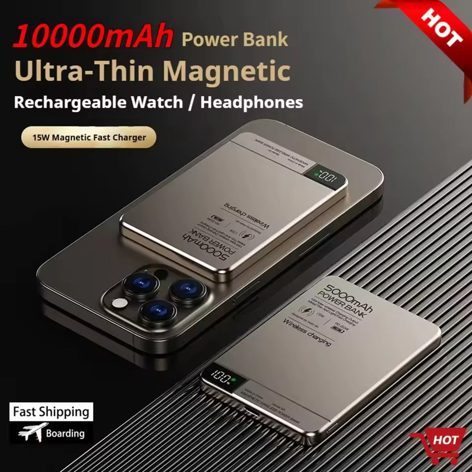 New High quality Alloy Fast Charger Power Banks With Gifts Backup Battery Powerbank Magnetic Wireless Phone Charger For Magsafe