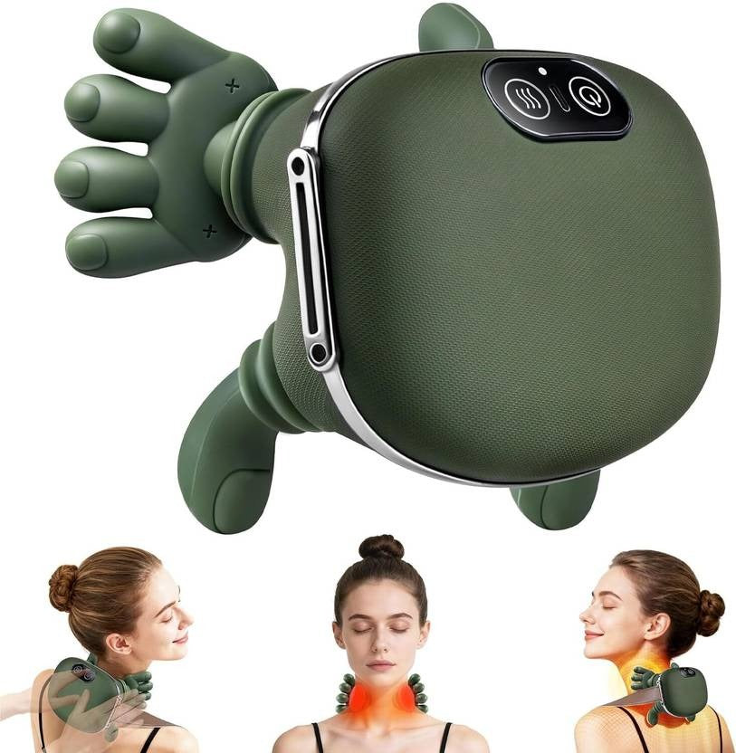 AHCS Bionic Heated Massager, Wireless Portable Shiatsu Neck and Back Massager Deep Tissue 4D Kneading Massage, Simulated Human Hand Design for Pain Relief Massager