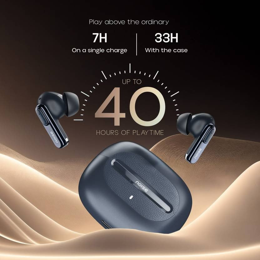 Noise Buds UNO, 40Hrs Playtime, Quad Mic with ENC, Premium Leather Accent, Dual Pair Bluetooth (Navy Grain, True Wireless)