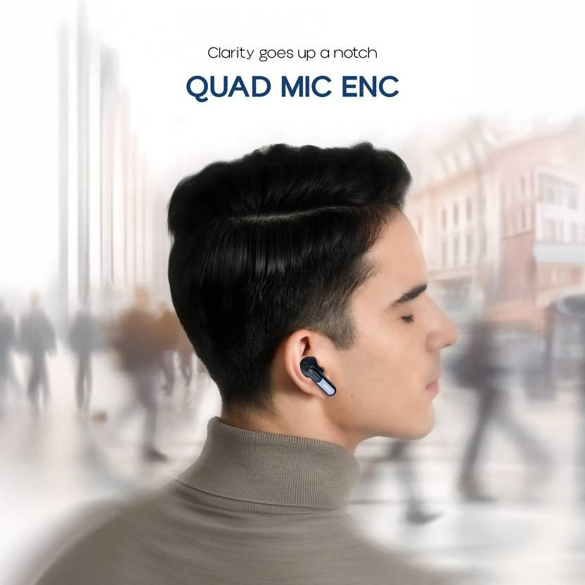 Noise Buds UNO, 40Hrs Playtime, Quad Mic with ENC, Premium Leather Accent, Dual Pair Bluetooth (Navy Grain, True Wireless)