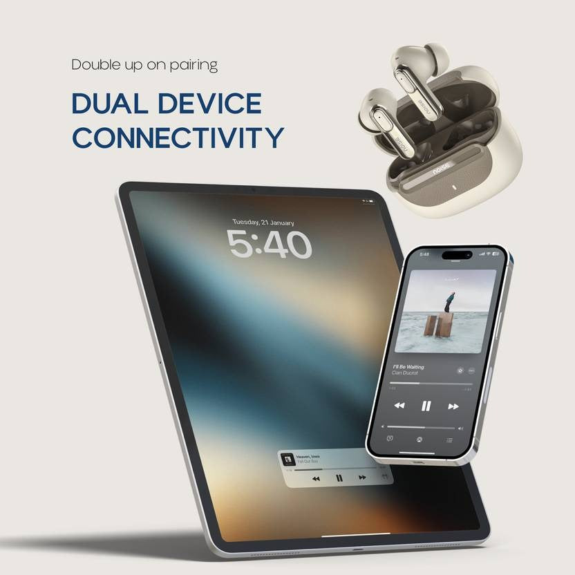 Noise Buds UNO, 40Hrs Playtime, Quad Mic with ENC, Premium Leather Accent, Dual Pair Bluetooth (Navy Grain, True Wireless)