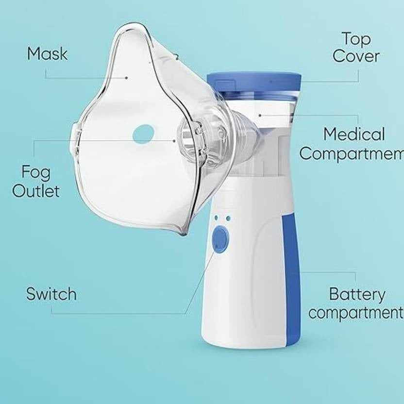 ORANCLE CARE Portable Nebulizer for Adults,Kids for Breathing Problem White-Blue Nebulizer (White)
