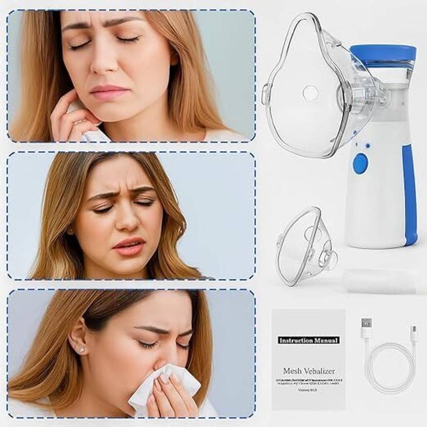 ORANCLE CARE Portable Nebulizer for Adults,Kids for Breathing Problem White-Blue Nebulizer (White)