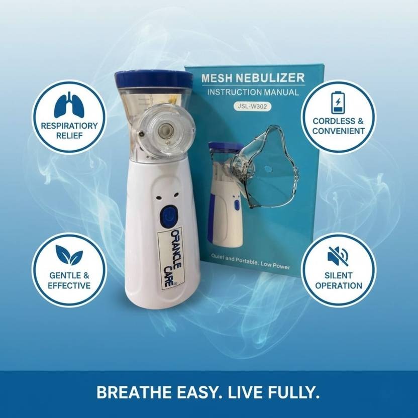 ORANCLE CARE Portable Nebulizer for Adults,Kids for Breathing Problem White-Blue Nebulizer (White)