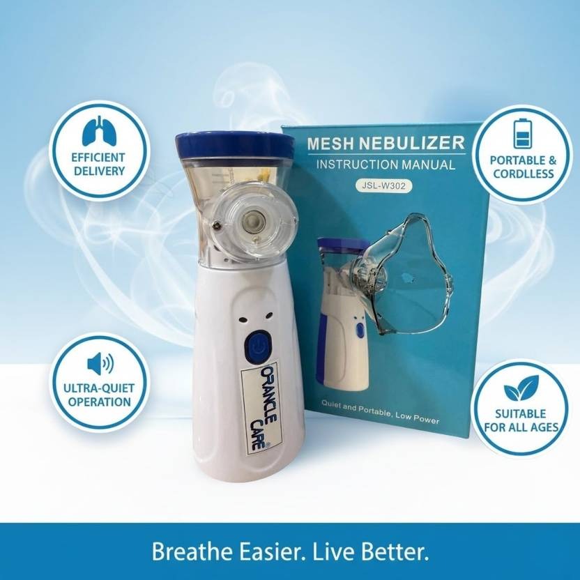 ORANCLE CARE Portable Nebulizer for Adults,Kids for Breathing Problem White-Blue Nebulizer (White)